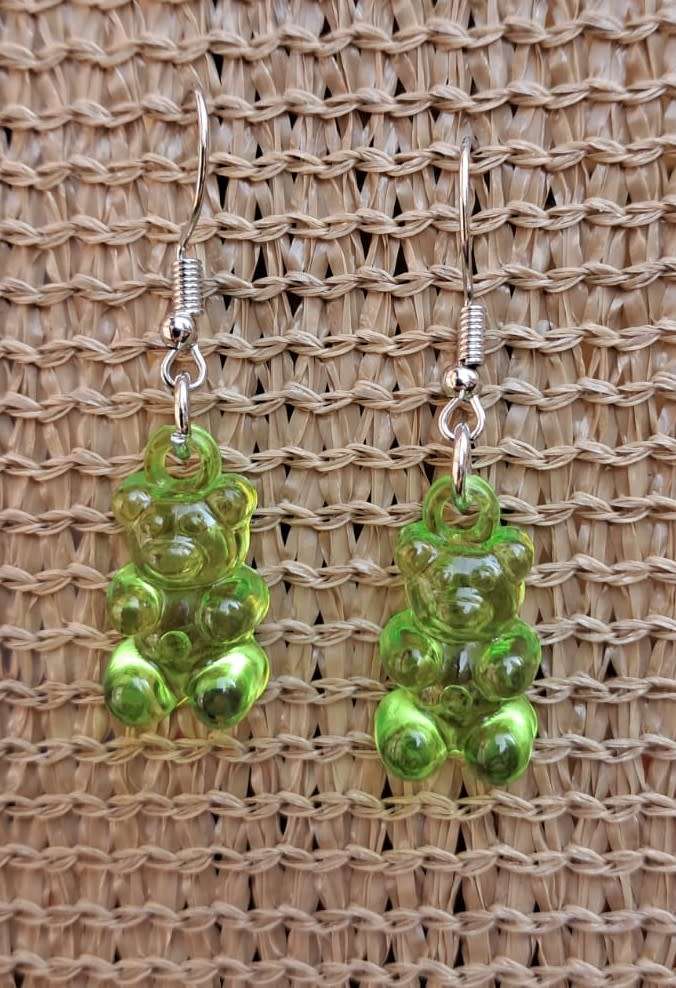 Cute Acrylic Novelty Gummy Bear Earrings - Green