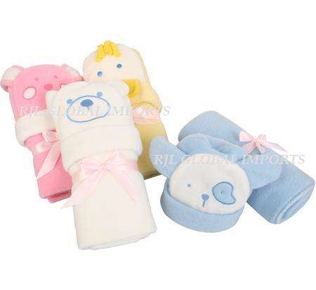 BLANKET POLAR-FLC W/BEANIE ASST 76X76cm