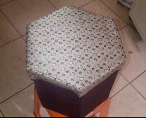 BROWN HELLO KITTY FOLD UP OTTOMAN