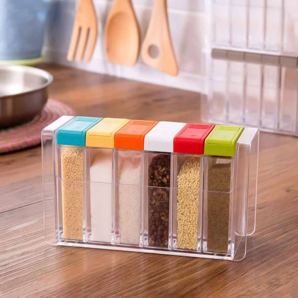 6 Piece Colourful Spice Jar Set