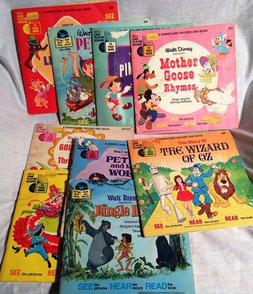 Vintage Collection of Disneyland Records and Books 9LP's 1965