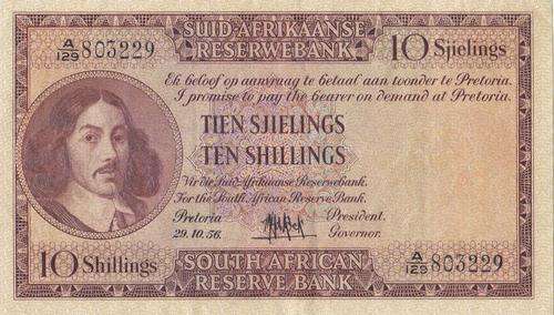 de Kock 29-10-56 Ten Shilling note.Firm.See scan.