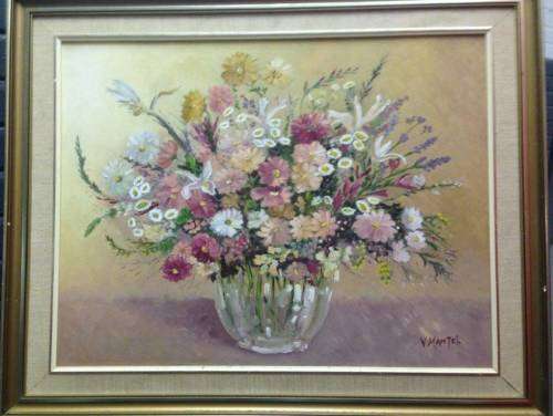 SUPERB LARGE V MANTEL STILL LIFE ORIGINAL OIL PAINTING