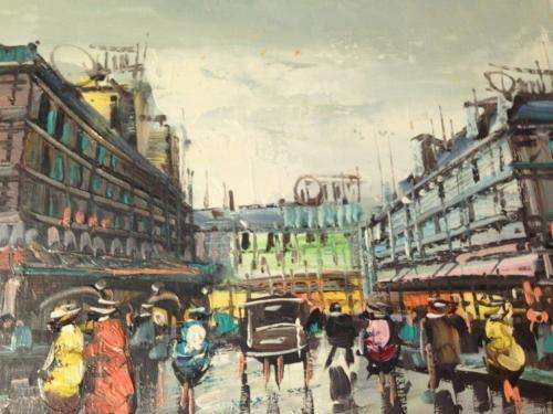 REMARKABLE FRAMED OIL PAINTING OF EUROPEAN CITY SCENE