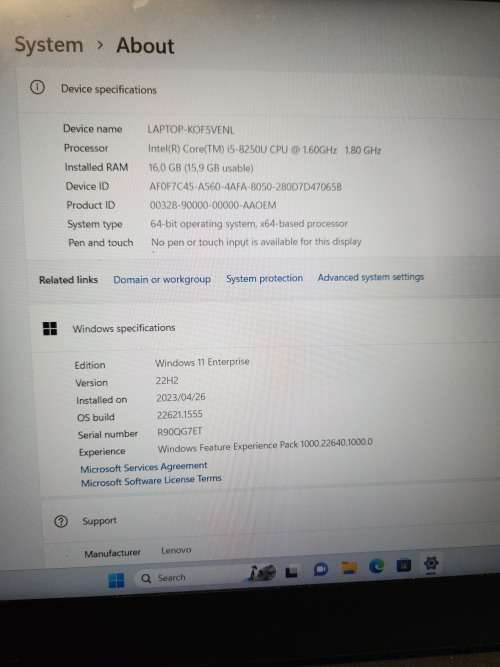 Lenovo T580 Thinkpad i5