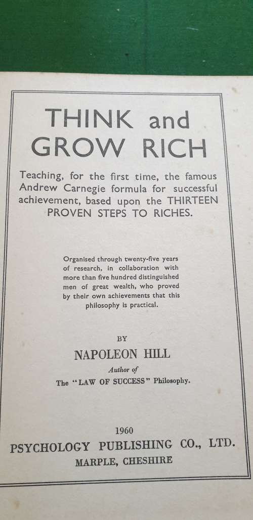 Think and grow rich. Napoleon Hill.