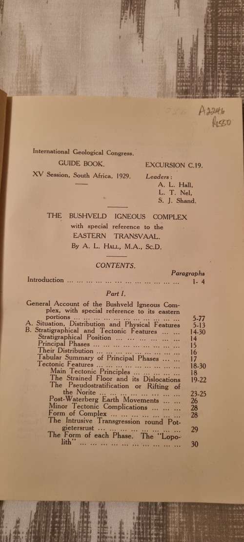 The Bushveld Igneous Complex: Eastern Transvaal. A.L Hall