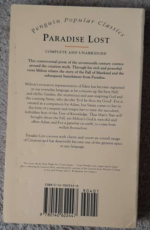 Paradise Lost  Author: John Milton