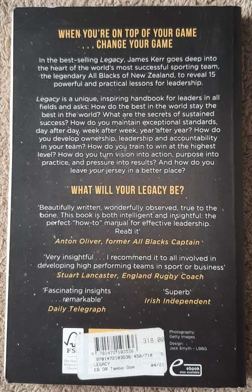 Legacy: 15 Lessons in Leadership  Author: James Kerr