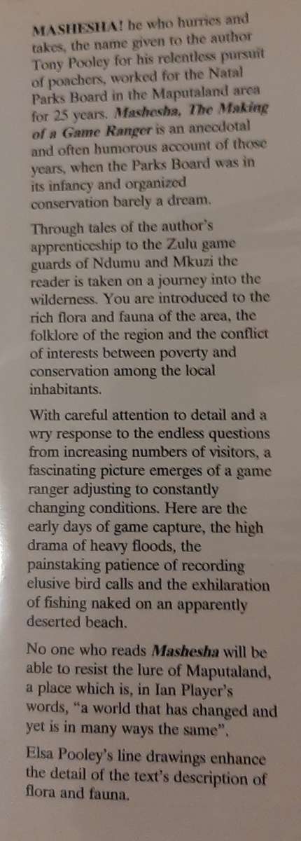 Mashesha: The making of a  Game Ranger - Author: Tony Pooley