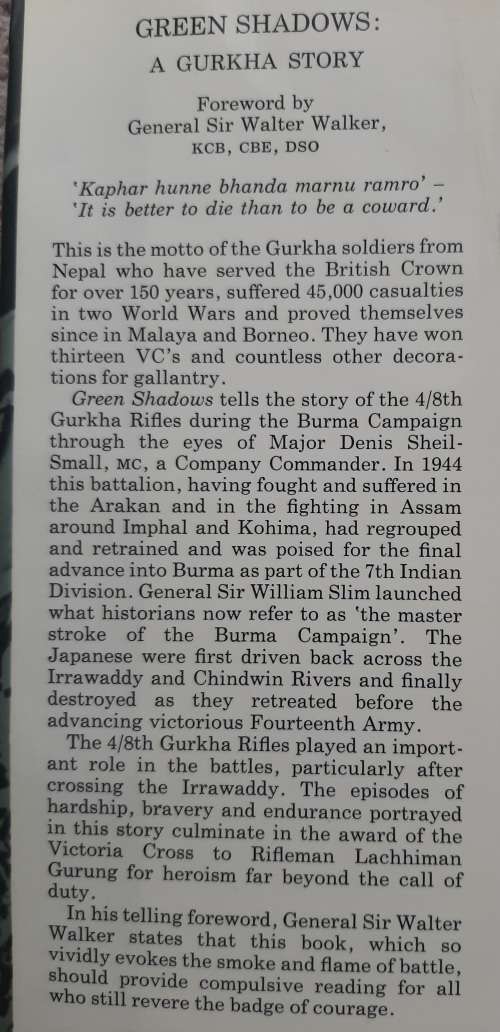 Green Shadows: A Gurkha Story - Author: Denis Sheil-Small, MC