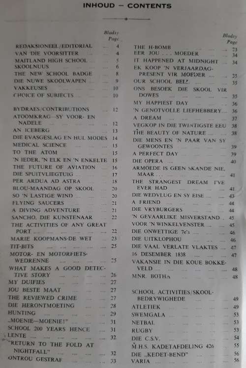 Maitland 1954 - Editors: Miss M.Lahee(English)/ Mnr. N.J. Roussouw(Afrikaans)