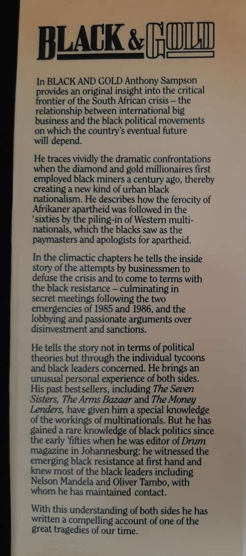 Black & Gold:Tycoons, Revolutionaries & Apartheid - Author: Anthony Sampson