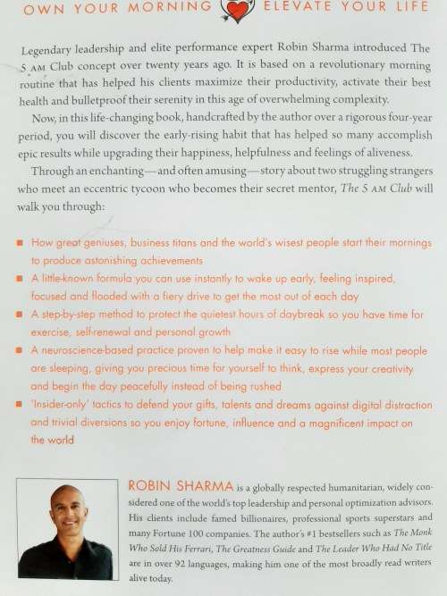 The 5 AM Club:Own your Morning, Elevate your Life - Author: Robin Sharma