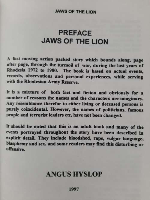 Jaws of the Lion:Based on True Events, Rhodesia before Zimbabwe By Angus Hyslop