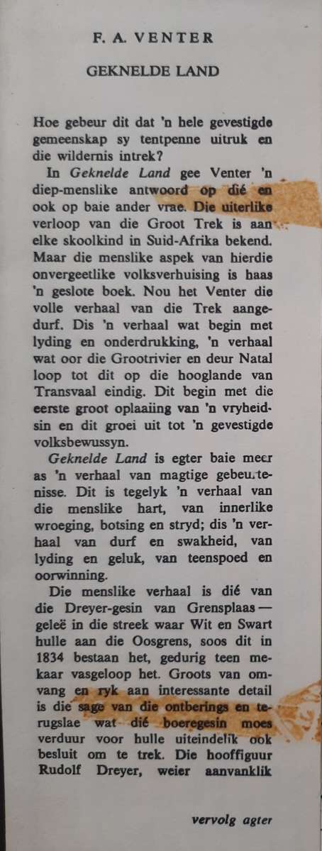Geknelde Land By F.A. Venter