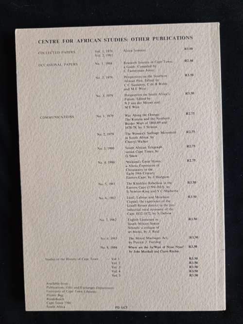 Studies in the History of Cape Town Vol.3 - Edited by Christopher Saunders & Howard Phillips