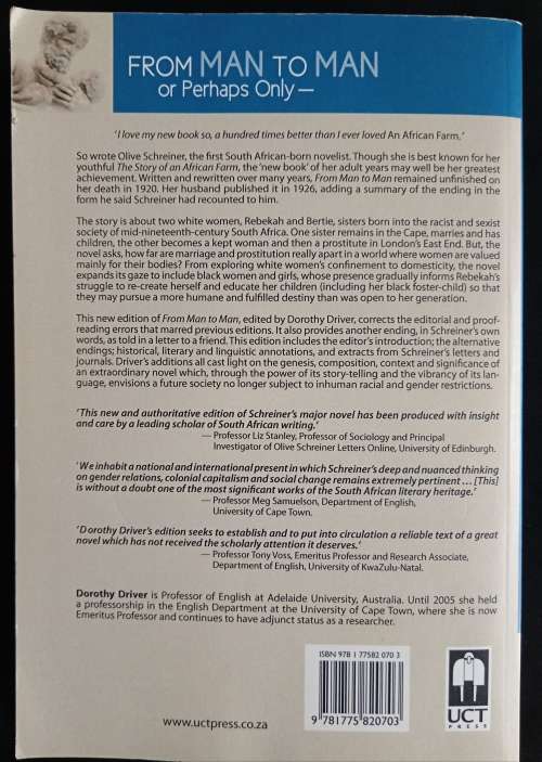 From Man to Man or Perhaps Only by Olive Schreiner - Edited by Dorothy Driver