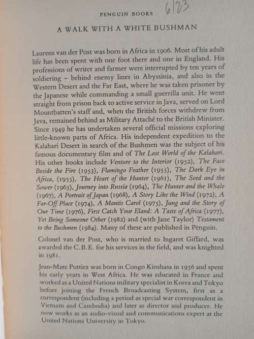 A Walk with a White Bushman by Laurens van der Post in conversation with Jean-Marc Pottiez