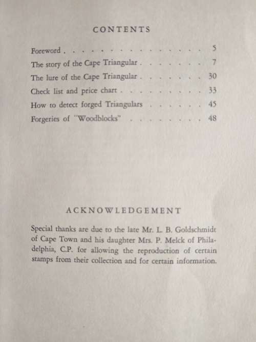 Cape Triangular Stamps by Eric Rosenthal & Eliezer Blum