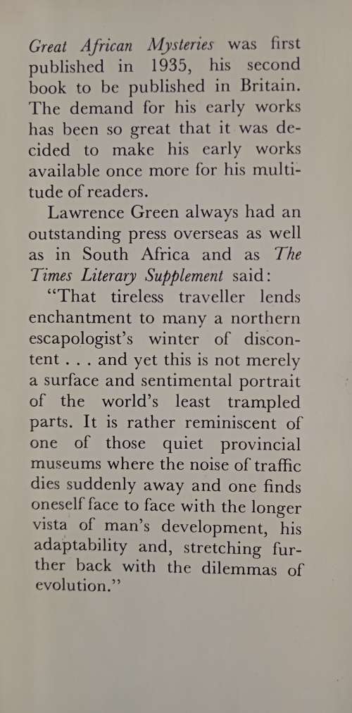 Great African Mysteries by Lawrence G. Green