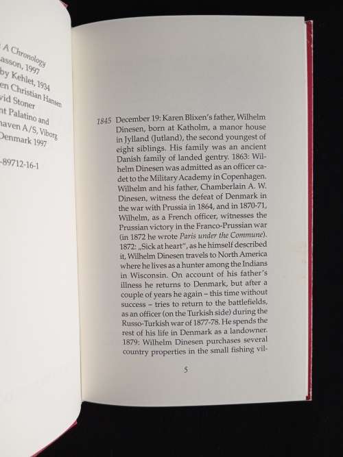 Karen Blixen: A Chronology by Isak Dinesen