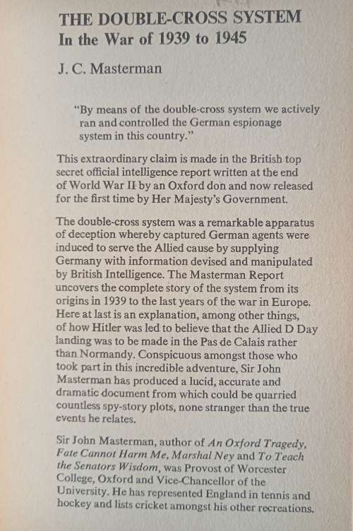 The Double-Cross System XX 1939-1945 by J. C. Masterman
