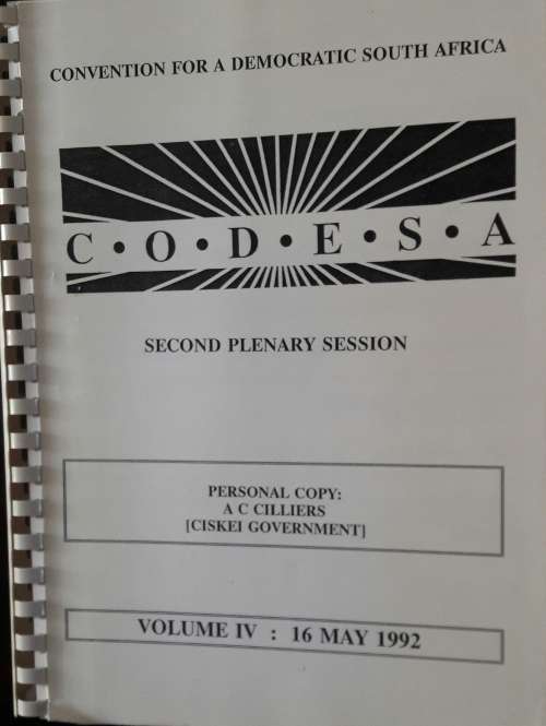 CODESA _ Second Plenary Session - Direct Transcription & Relevant Documents