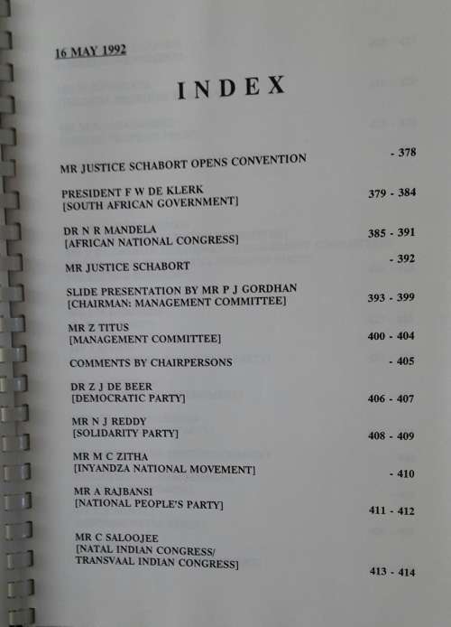 CODESA _ Second Plenary Session - Direct Transcription & Relevant Documents