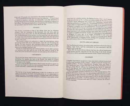 The Van Riebeeck Society 1918-1978 by Frank R Bradlow