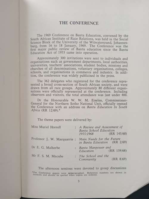The 1969 Conference on Bantu Education