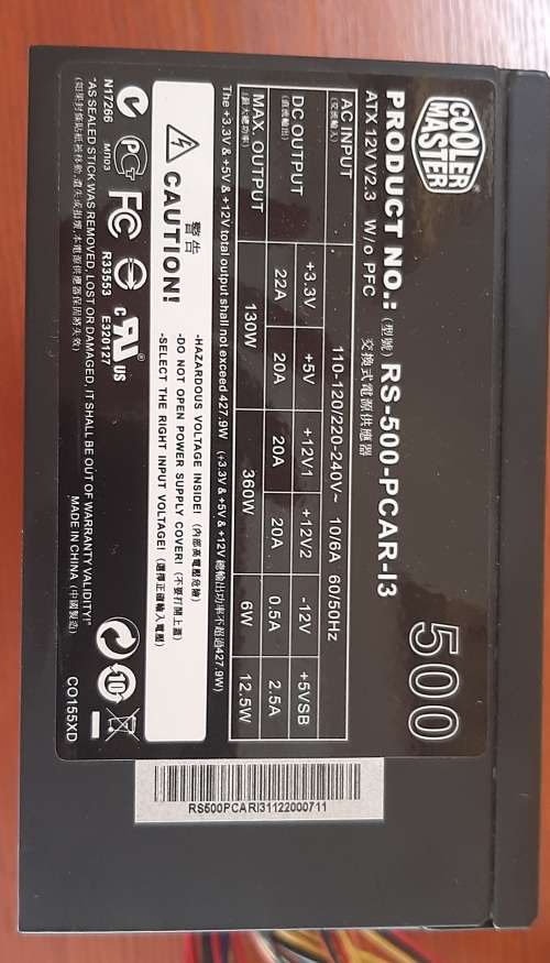 Cooler Master RS-500-PCAR-I3 500W Extreme Power Plus 20+4pin ATX Power Supply