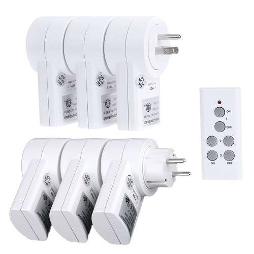 3-Pack Wireless Remote Control Power Outlet Plug Socket Switch Set for Lamps Household Appliance 120
