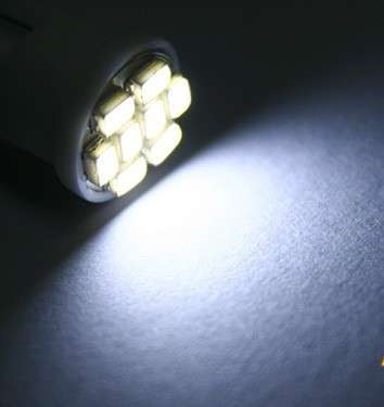 T10 WEDGE BULBS 2 PCS SMD SMT 8 LED HID WHITE
