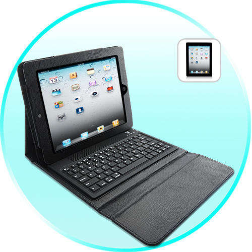 Leather Case with Spill-Proof Wireless Keyboard for iPad 2 (Black)