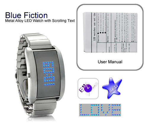 Blue Fiction - Metal Alloy LED Watch with Scrolling Text - LT73