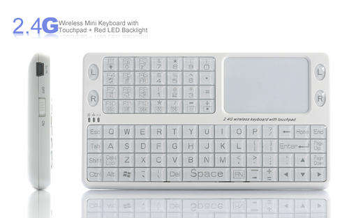 2.4G Wireless Mini Keyboard with Touchpad + Red LED Backlight  - G322