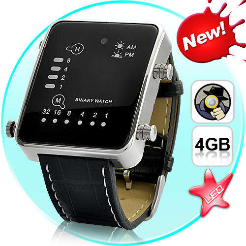 ##Reduced##Spy Singularity - Japanese Style Binary LED Watch with Hidden Spy Camera (4GB)