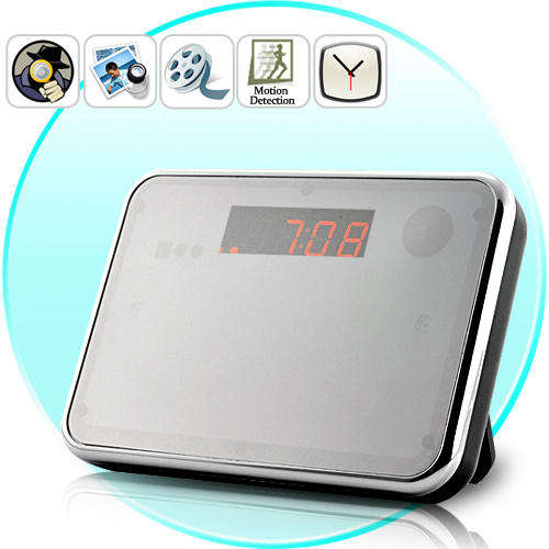Digital Mirror Clock Spy Camera (Motion Detection, 20 Hours Recording Time) - I195