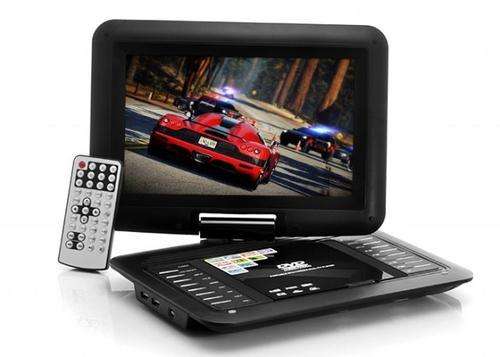 Portable DVD Player with 11 Inch Swivel Screen, Music Copy Function, and Analog TV - E189
