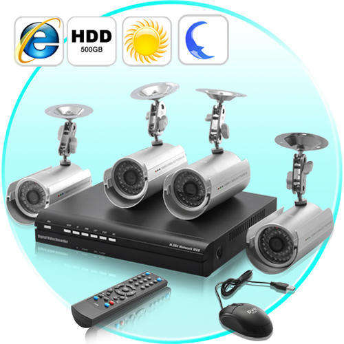 SecurONE Outdoors Lite - Complete Surveillance Kit (H264 DVR + 4 CMOS Weatherproof IP Camera + 500GB