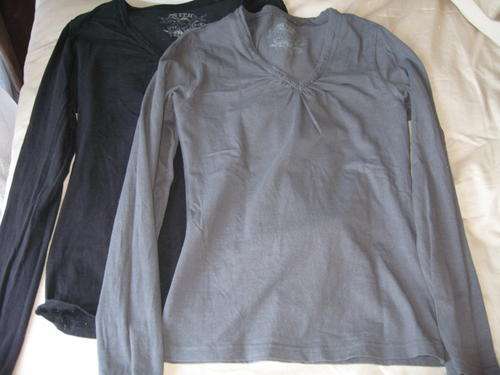 2 x LONGSLEEVE COTTON T-SHIRTS - SMALL