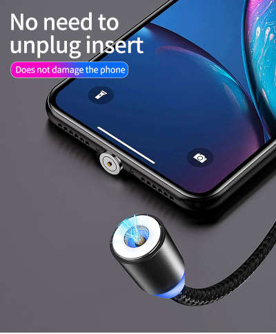 Cellphone Magnetic Charging Cable 3-in-1 **Lightning, Micro USB, Type C**