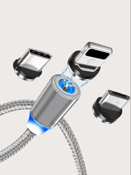 Cellphone Magnetic Charging Cable 3-in-1 **Lightning, Micro USB, Type C**