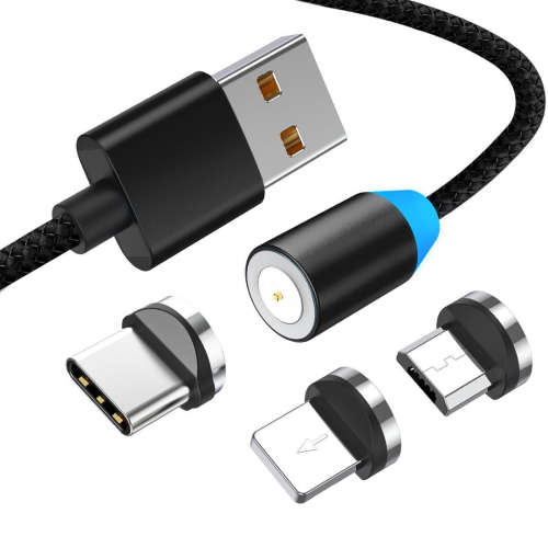 Cellphone Magnetic Charging Cable 3-in-1 **Lightning, Micro USB, Type C**