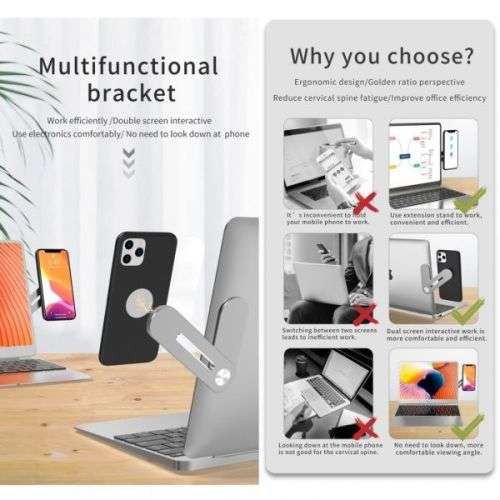 Aluminum Magnetic Laptop Extension Phone Holder