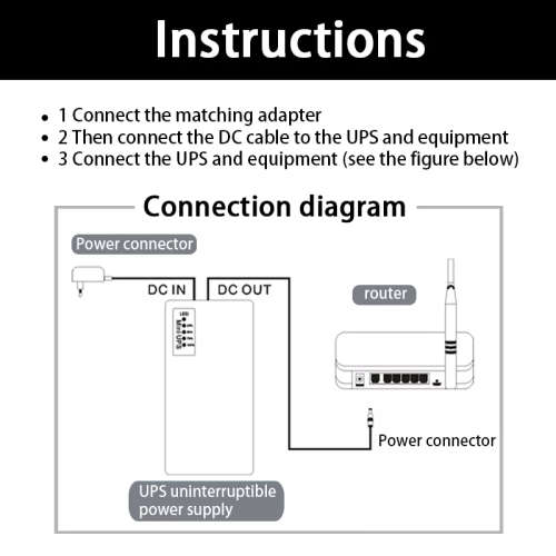 Mini Router UPS 6+ HRS (12000mAh)**LOAD SHEDDING** Backup Battery Power Bank with LEDs(44.4Wh) - 12V