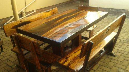 a Solid Sleeper Bar/Lapa/Patio Table With 4 X Solid Sleeper Chairs