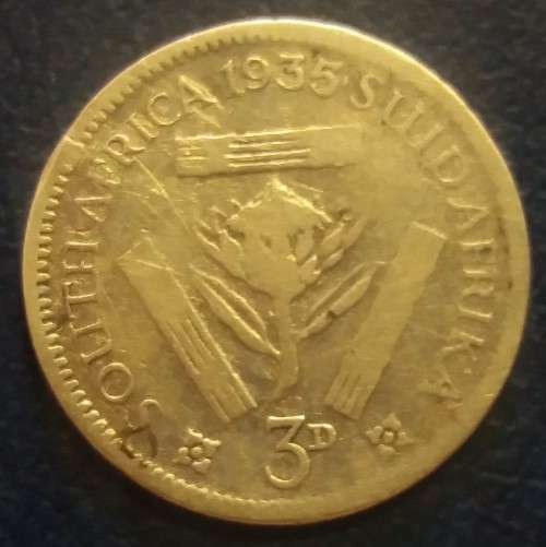 1935  Union of South Africa 3d - SAU Threepence Tickey