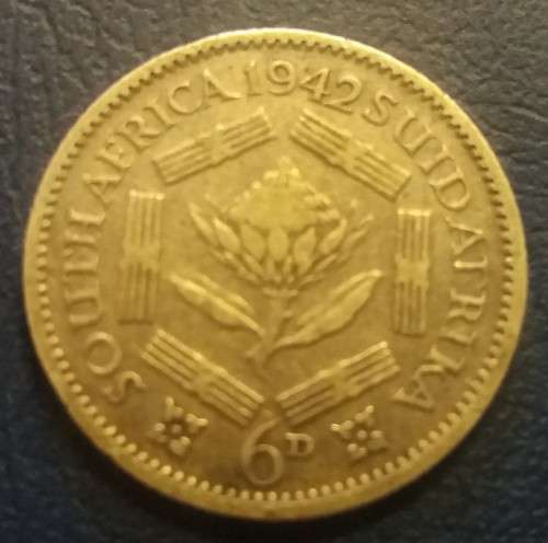 1942  Union of South Africa 6d - SAU Sixpence